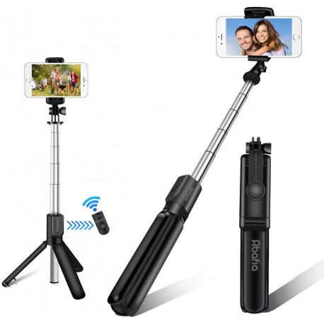 Abafia Selfie Stick Τρίποδο Μικρό και φορητό περιστροφή 360 ° 3 σε 1 τηλεχειριστήριο Bluetooth Shutter