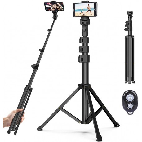 Phone Selfie Stick with 3 in 1 Holder and Bluetooth Remote Control