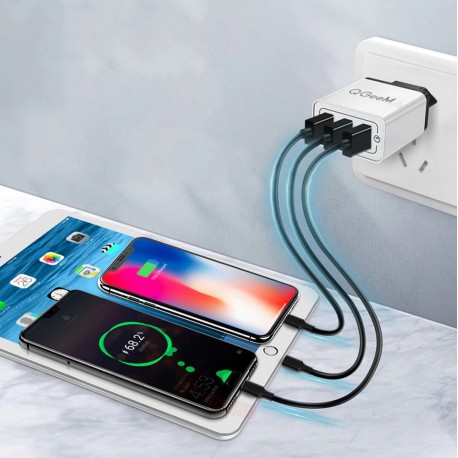 3 Εξόδους Γρήγορος φορτιστής 5V / 3.5A QC 3.0 Φορτιστής τηλεφώνου USB